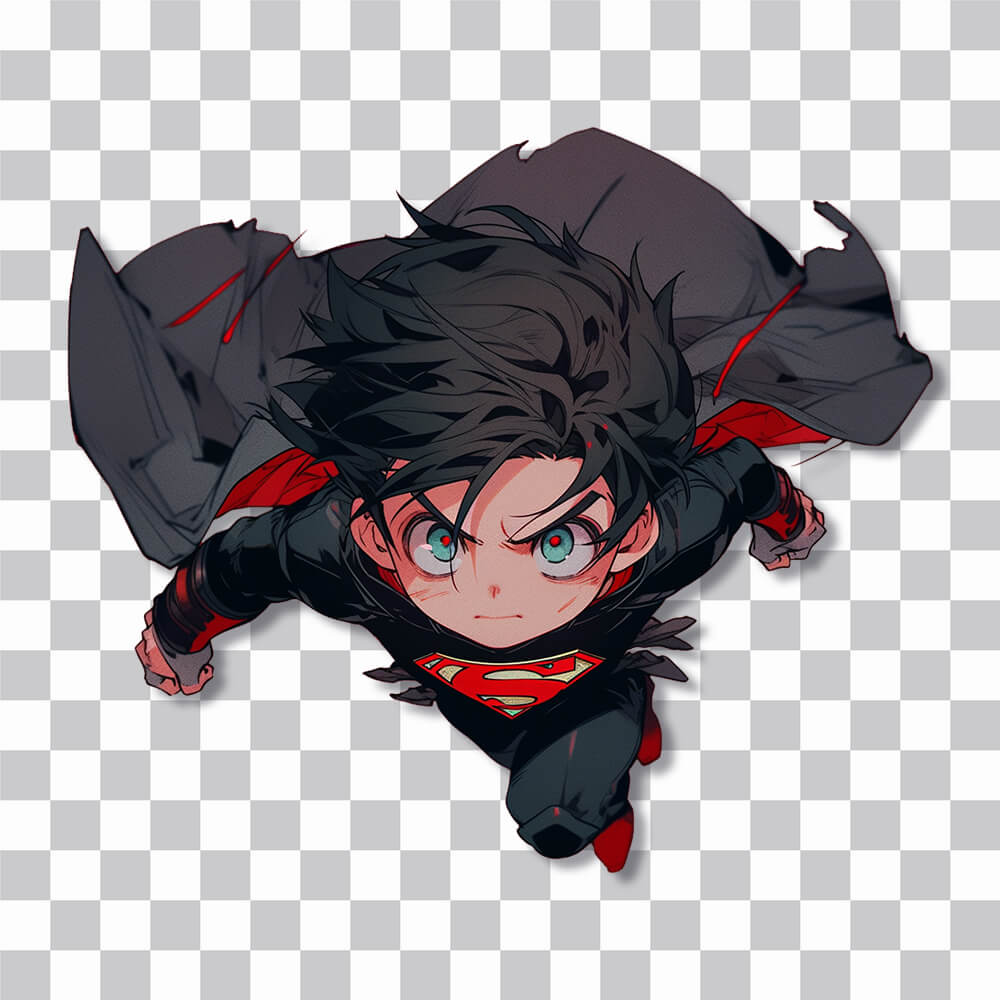 cute anime superman black suit sticker cover