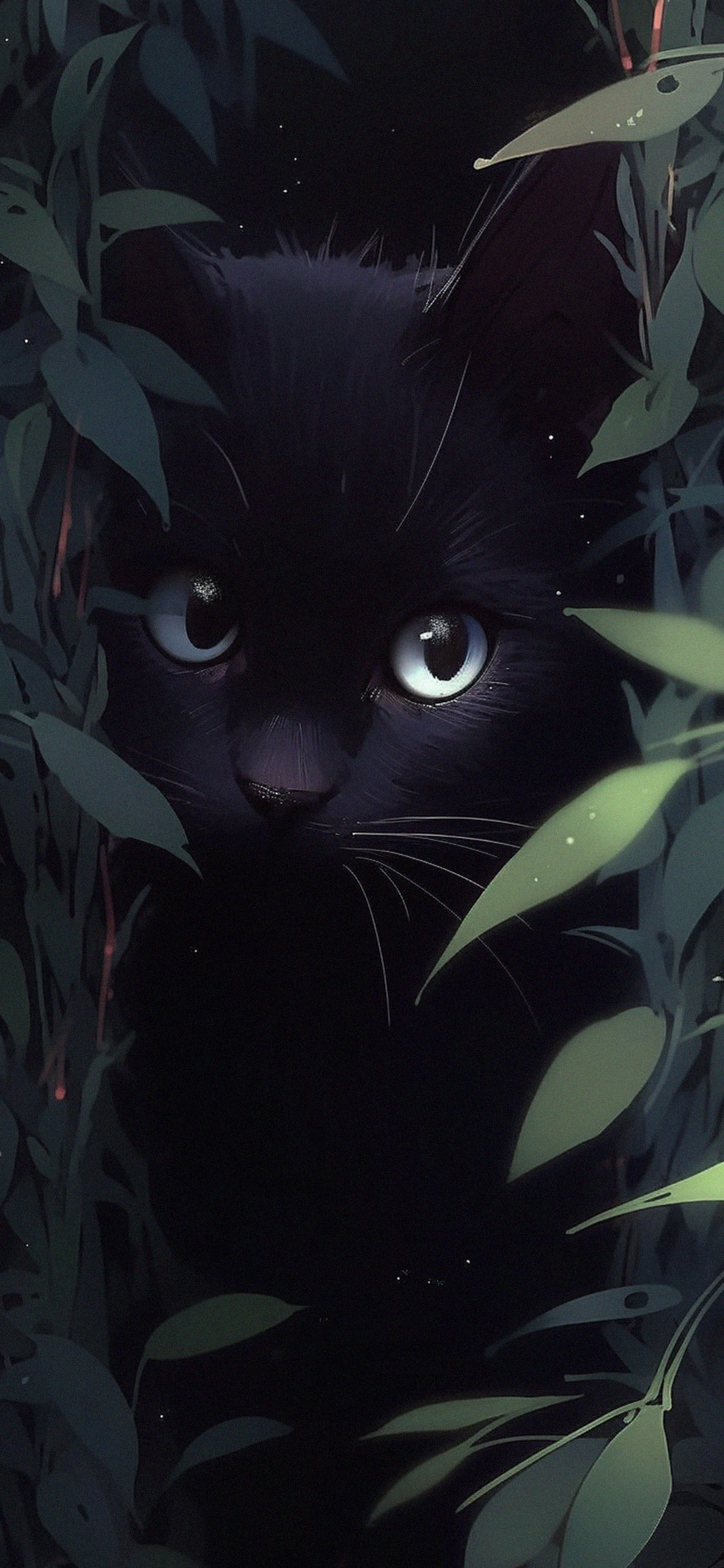 Cute black cat in the grass aesthetic wallpaper Black cat art