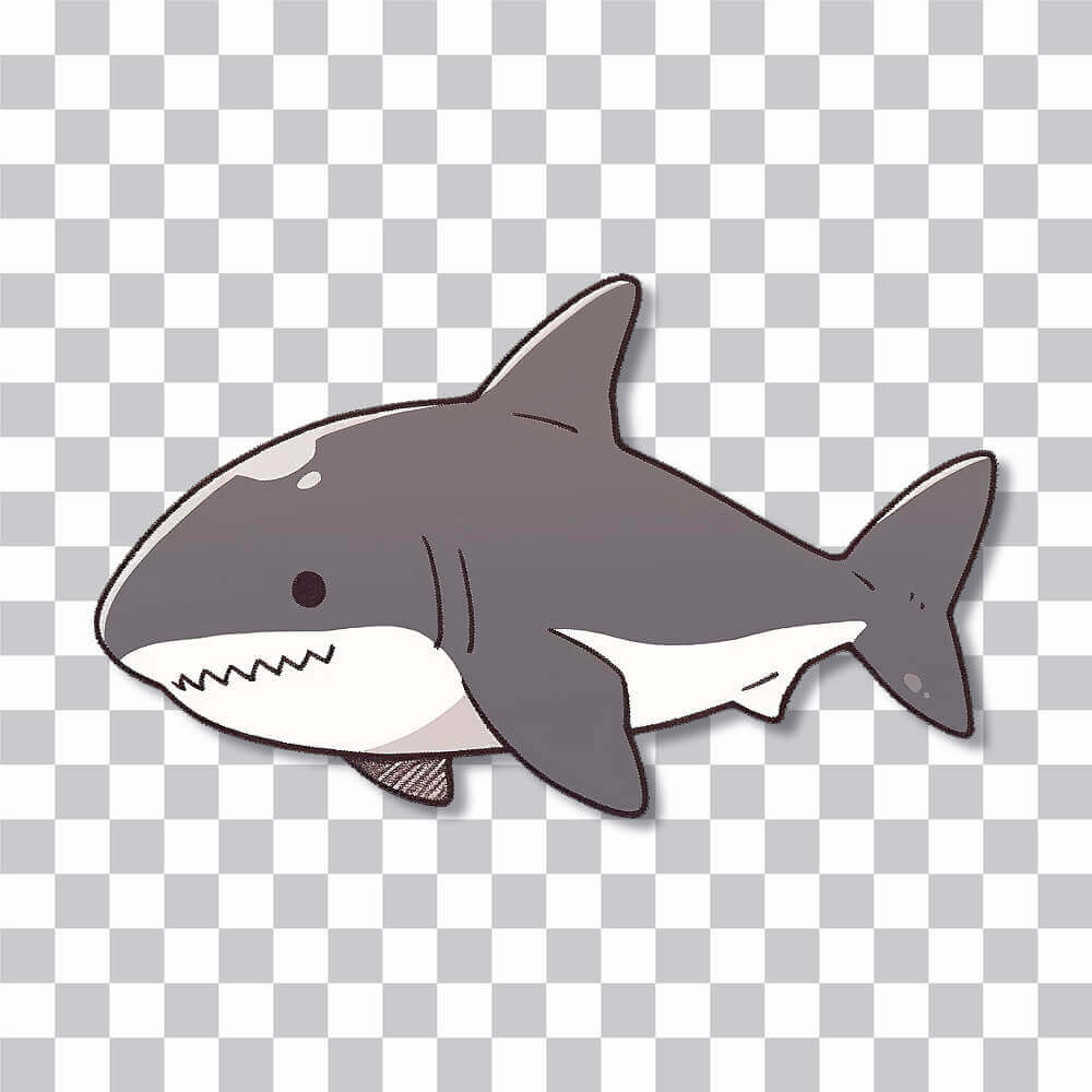 cute drawn great white shark sticker cover
