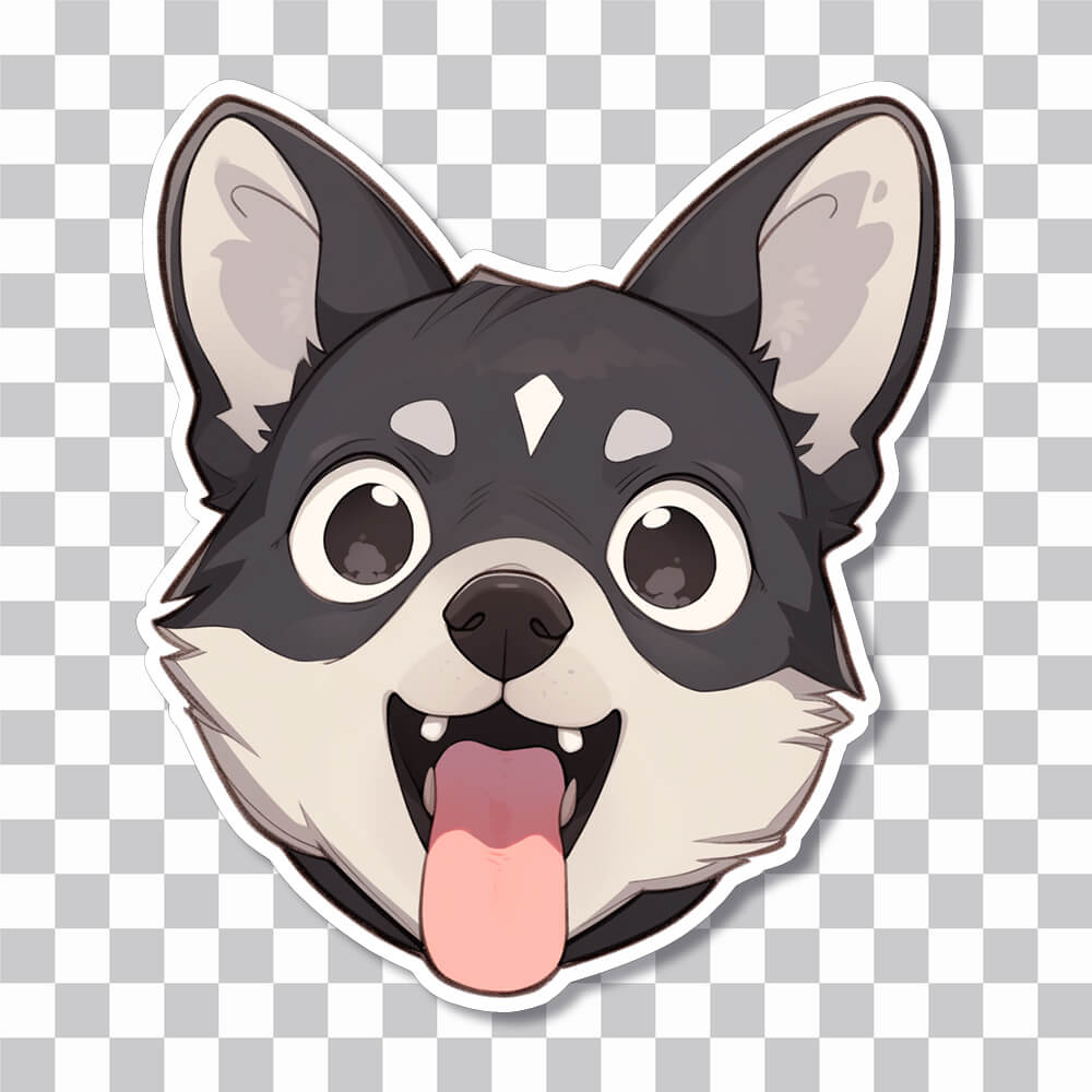 cute grey puppy with fluent tongue sticker cover