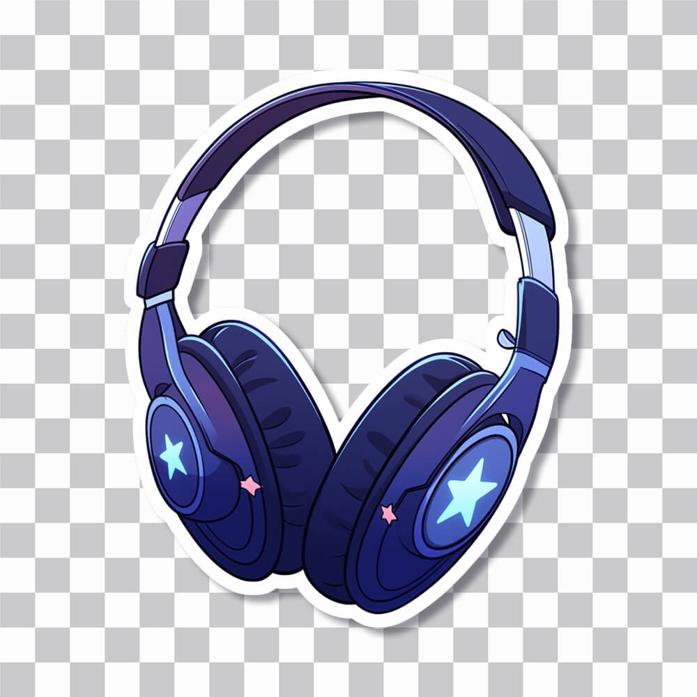 dark blue headphones with stars sticker cover