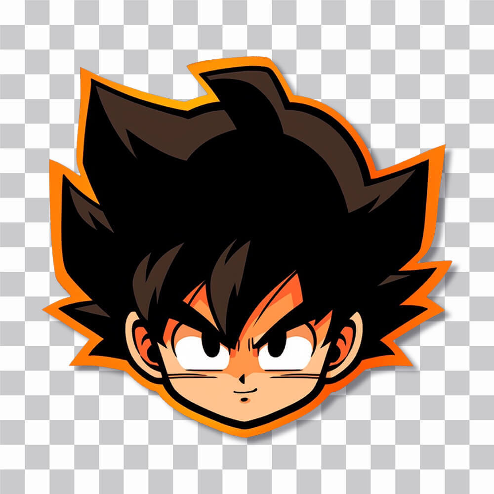 Autocollant de la tête de Goku de DBZ avec contour orange