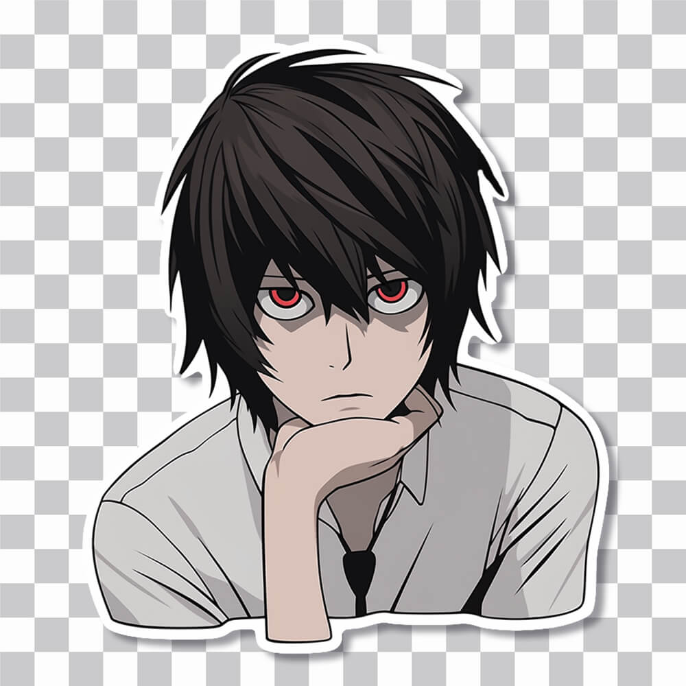 death note l with red eyes sticker cover