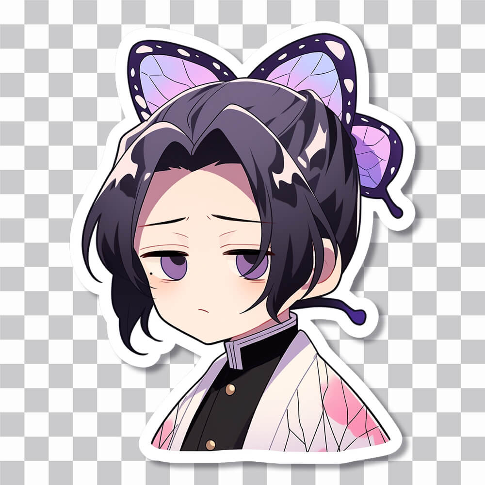 demon slayer cute sad shinobu kocho sticker cover