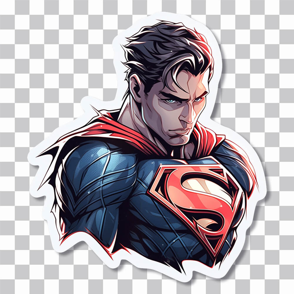 detailed serious superman sticker cover