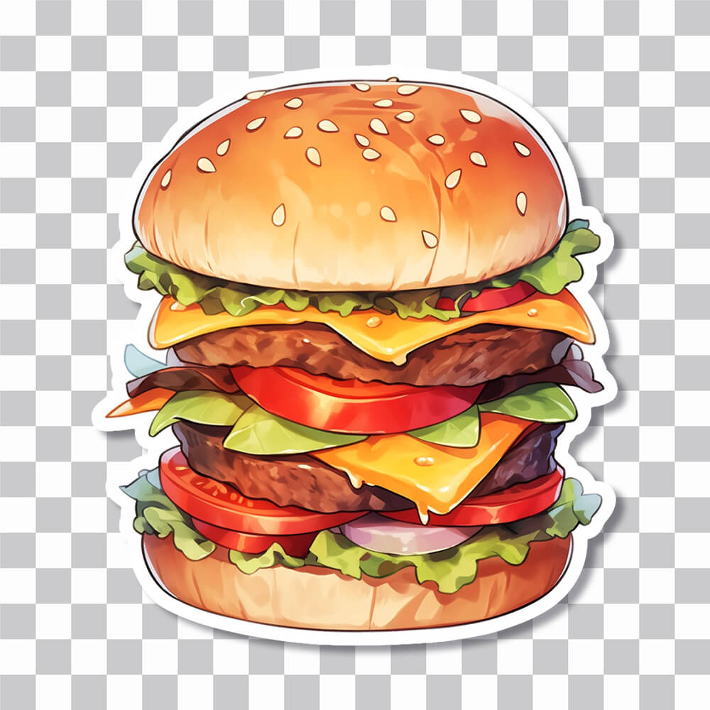 Cool Double Burger Sticker - Delicious Food Free PNG Sticker