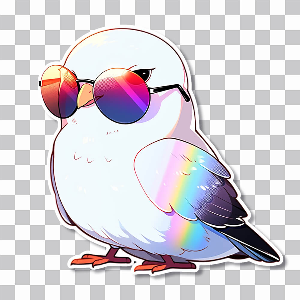 funny white bird with glasses sticker cover