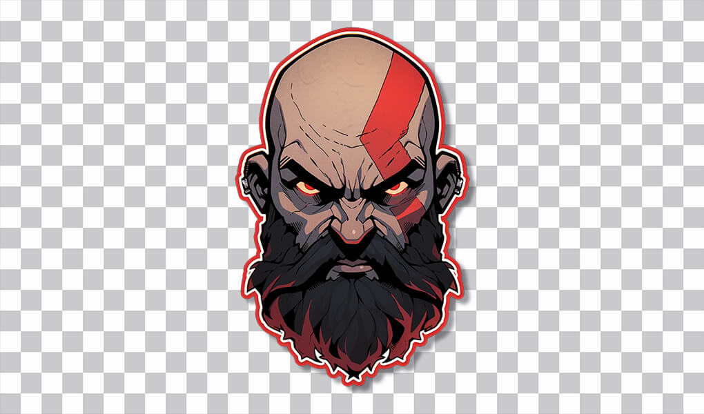 god of war kratos art sticker preview