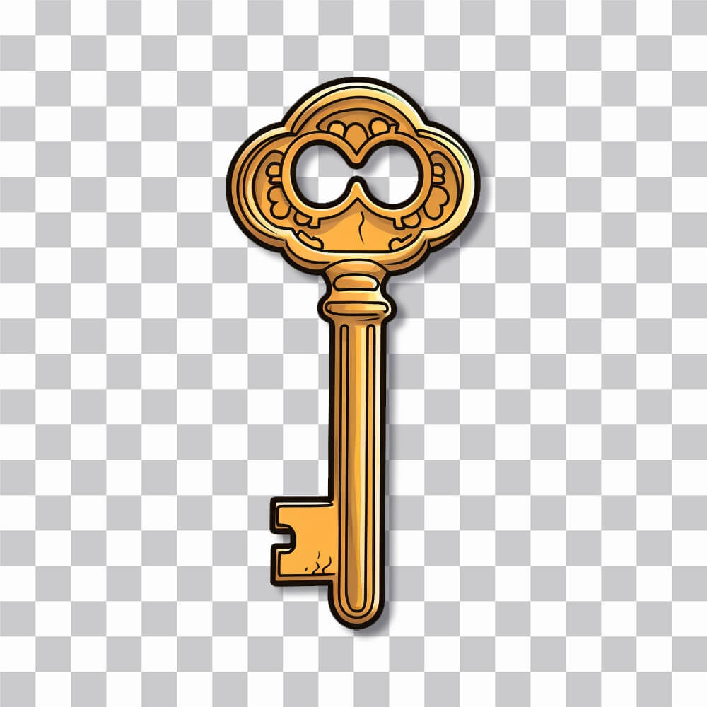golden vintage key sticker cover