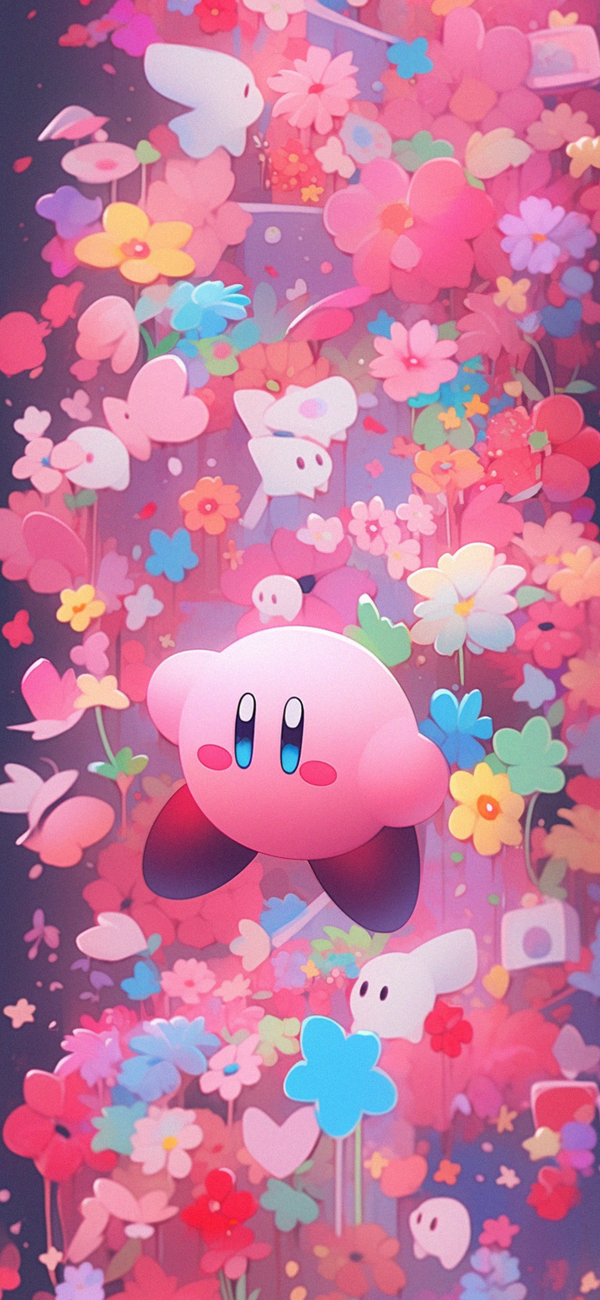 Kirby & flowers aesthetic wallpaper Kirby cute pink wallpaper