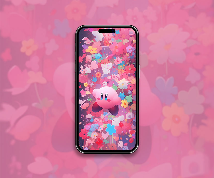 Kirby & flowers aesthetic wallpaper Kirby cute pink wallpaper