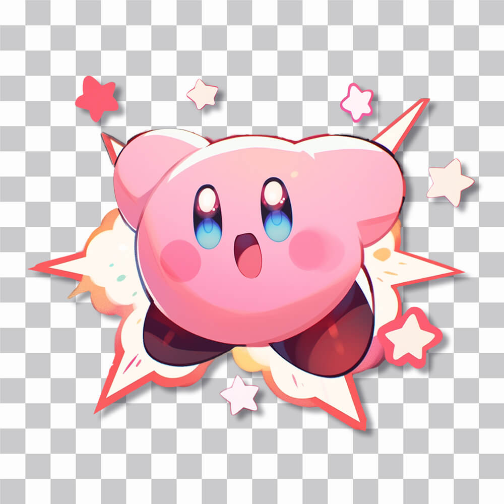 kirby jumping sticker cover