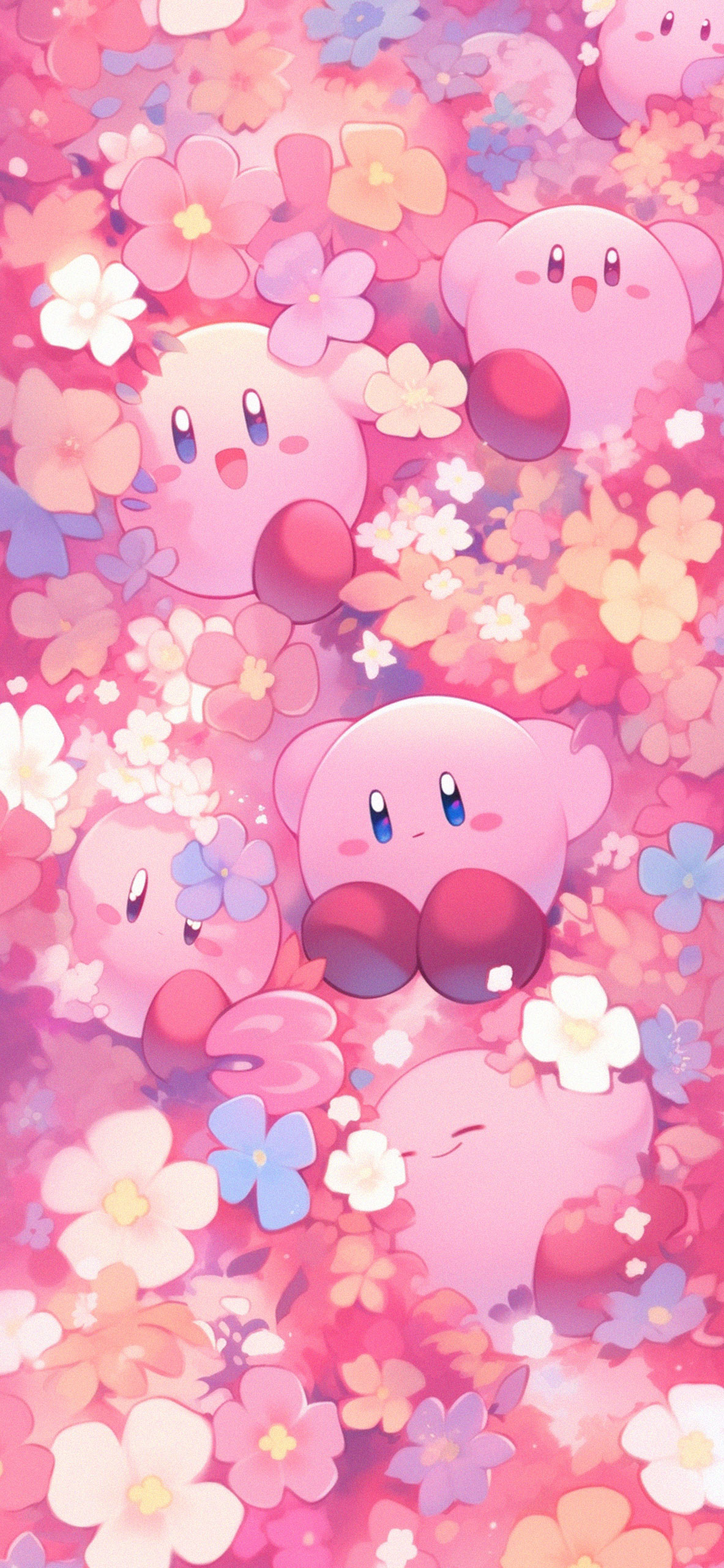 Kirby playing among the flowers art wallpaper Cute kirby aesth
