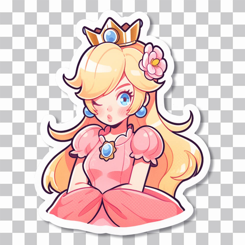 mario princess peach winks art sticker cover