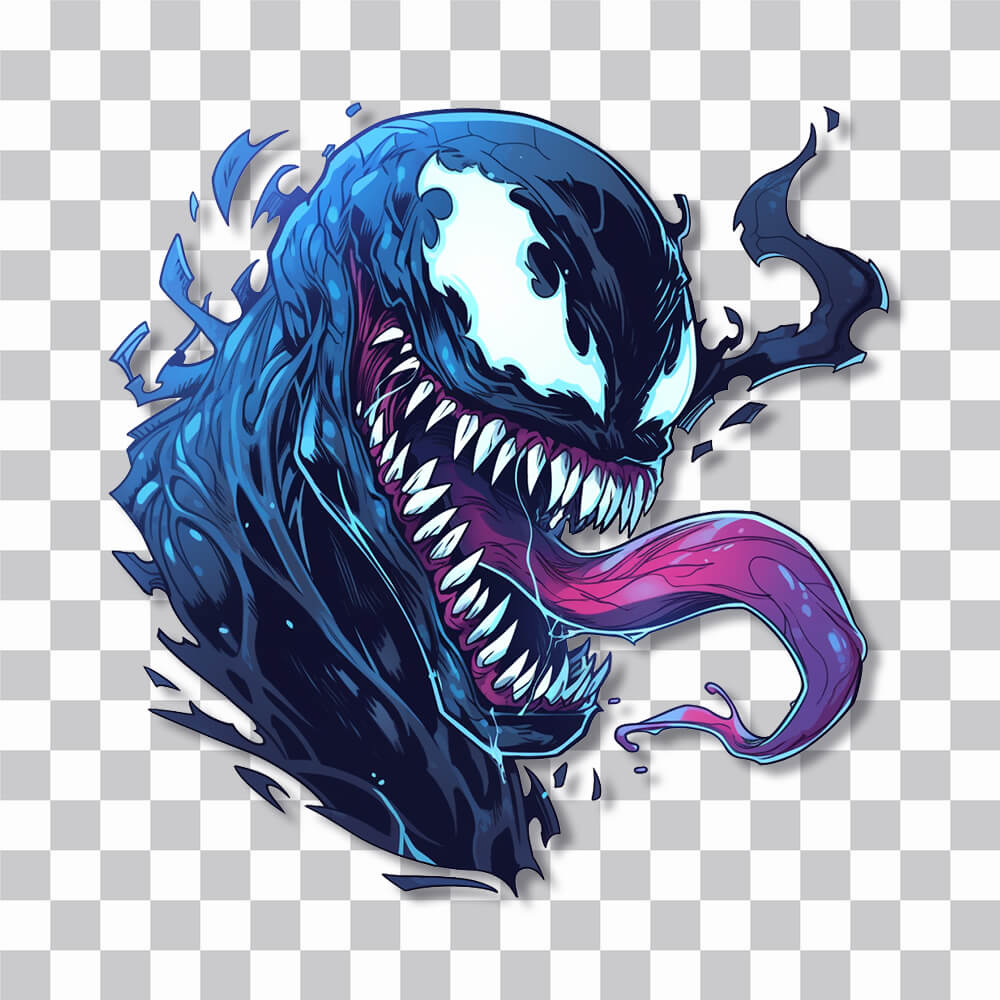 marvel venom with protruding tongue sticker cover