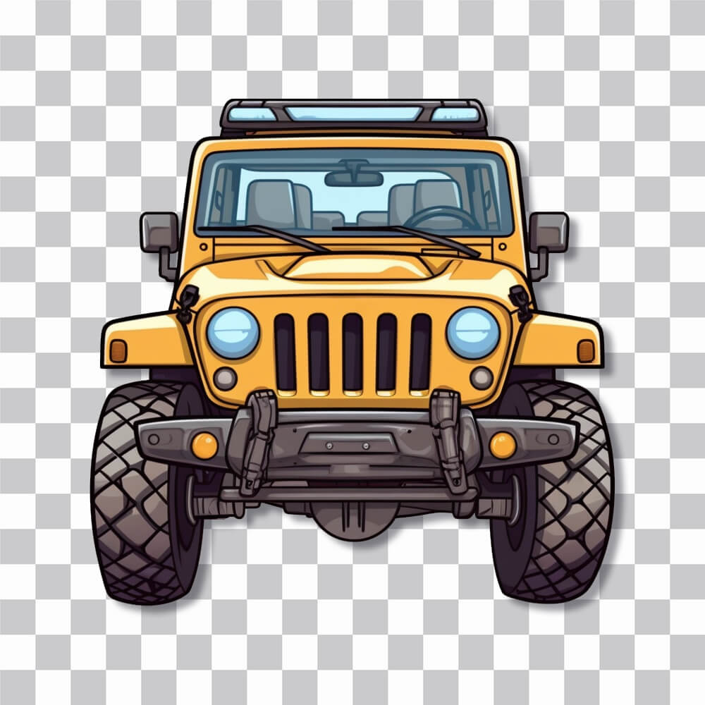 orange jeep wrangler front view sticker cover