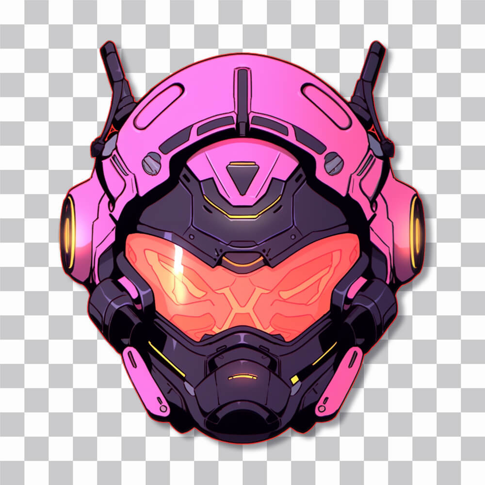pink cyberpunk helmet sticker cover
