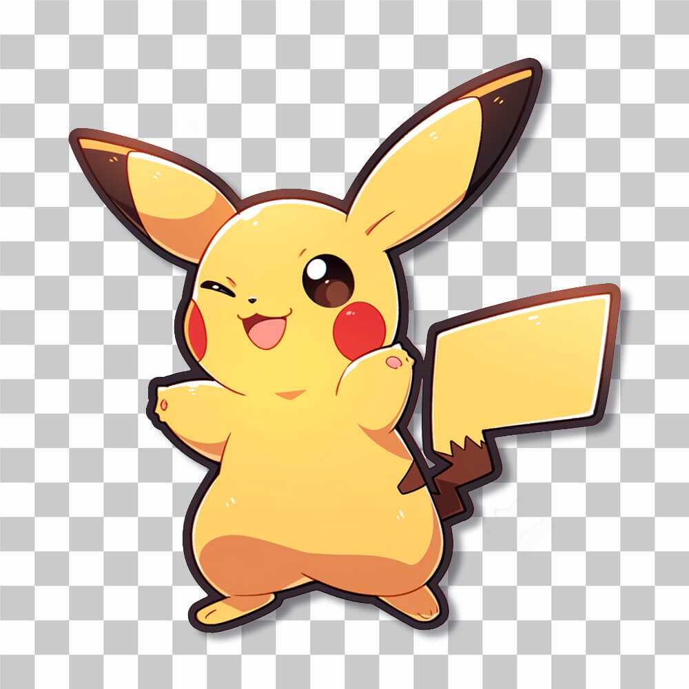 pokemon pikachu winking sticker cover
