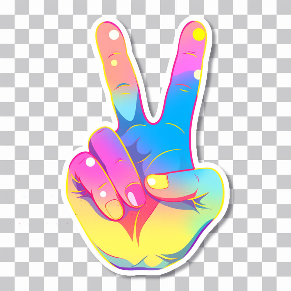 rainbow hand peace sticker cover