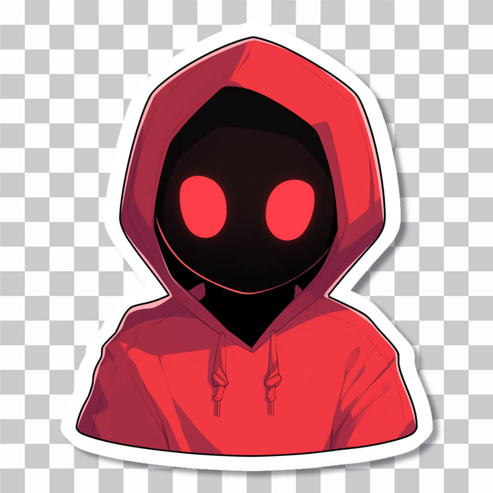 red eyed dark dude in a hoodie sticker cover