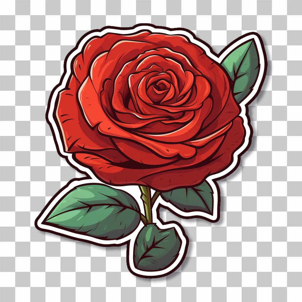 red rose cartoon sticker cover
