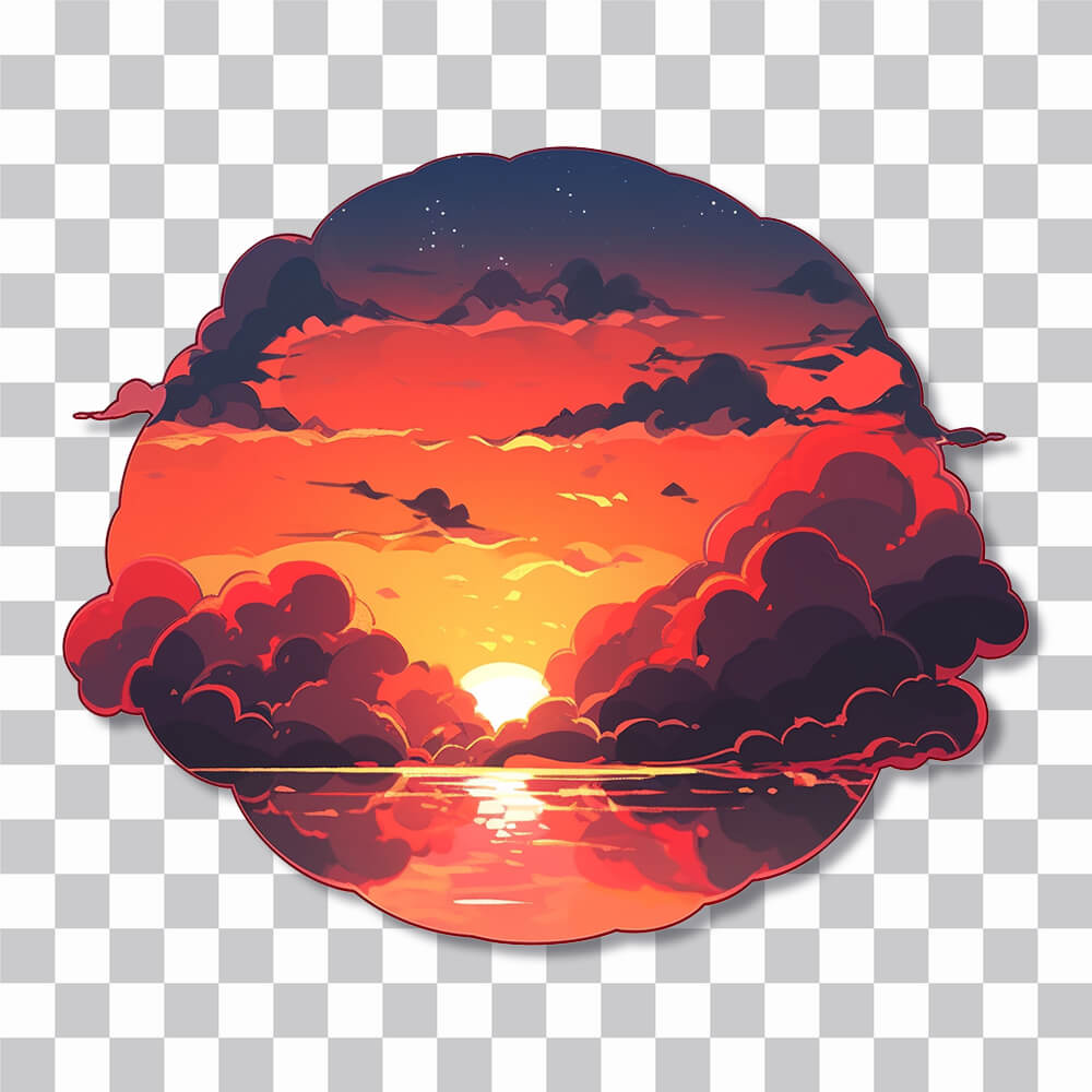 red sea sunset aesthetic sticker cover