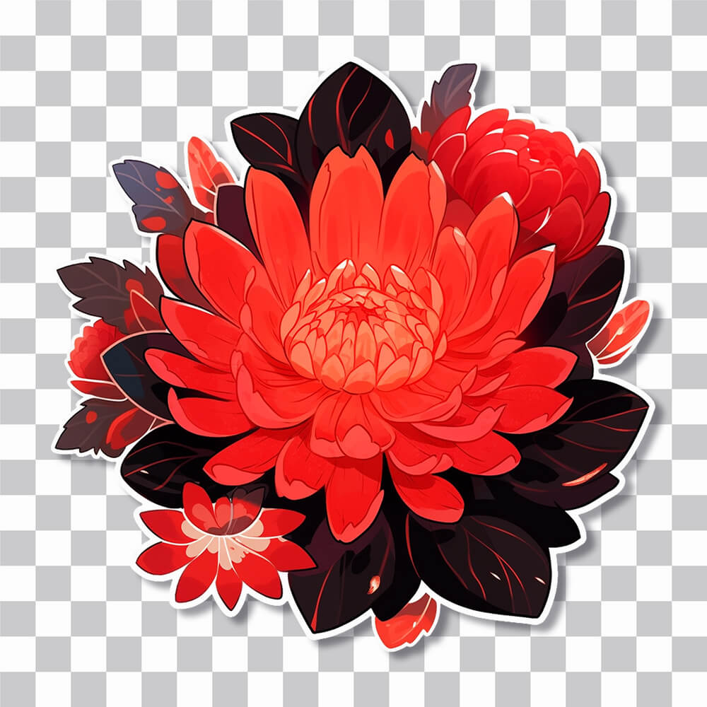 red tropical flower sticker preview cover