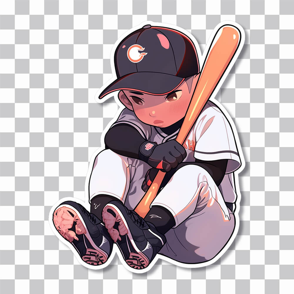 shy baseball player sticker cover