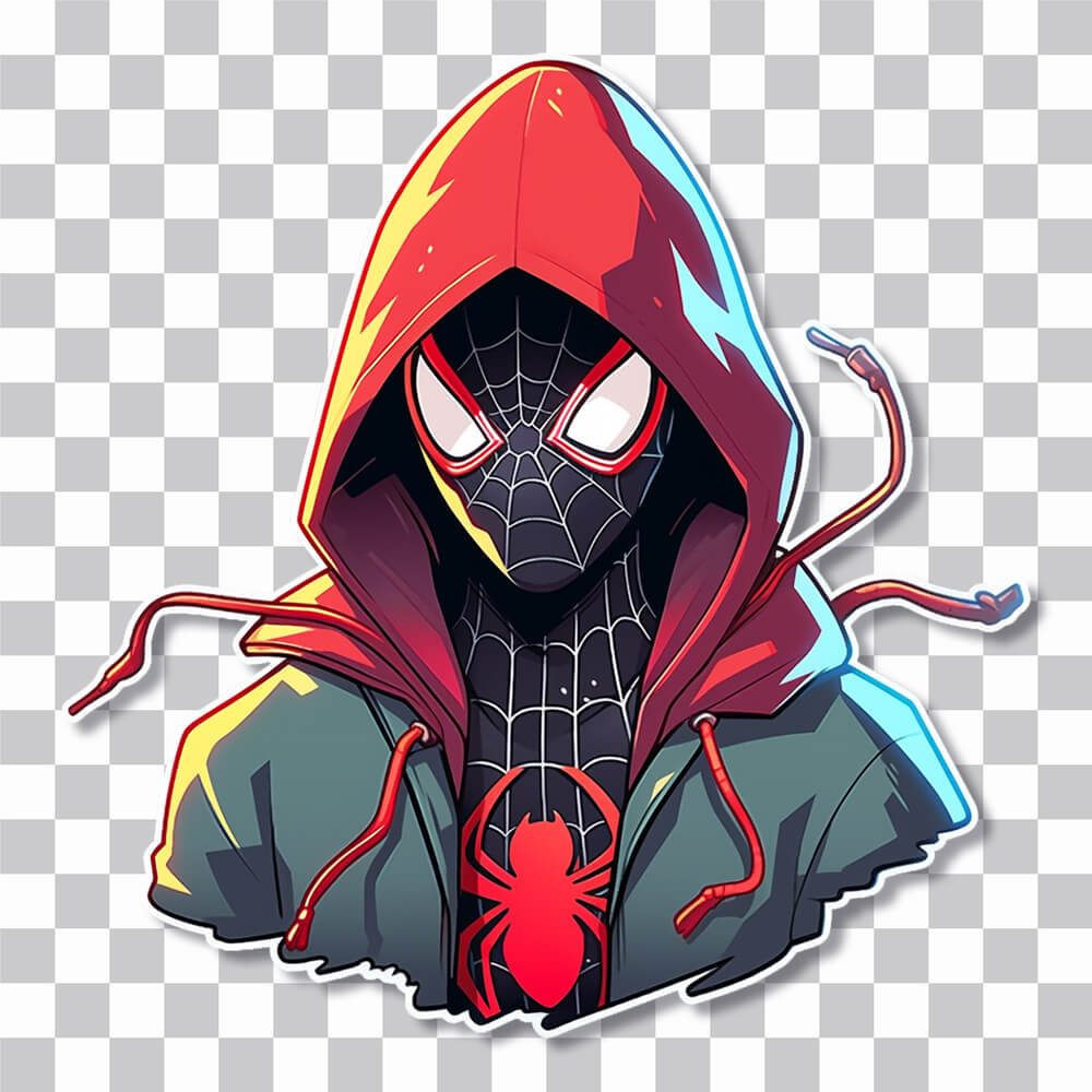 spider man miles morales in the hood sticker cover