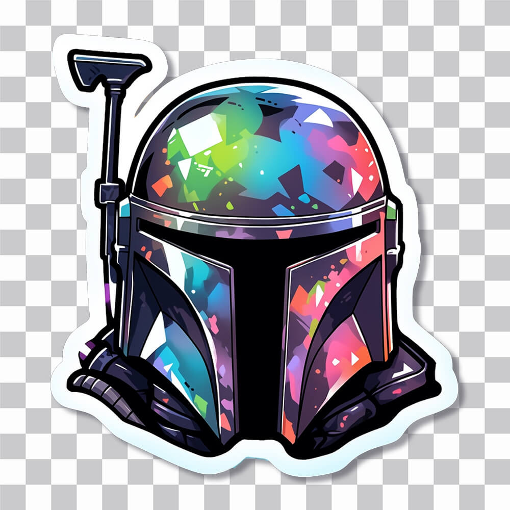star wars colorful boba fett helmet sticker cover