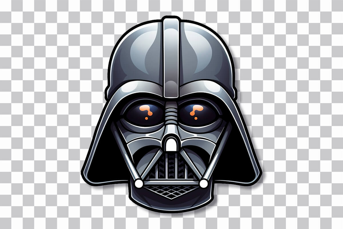 Star Wars Darth Vader Head Cartoon Sticker - Iconic PNG Sticker
