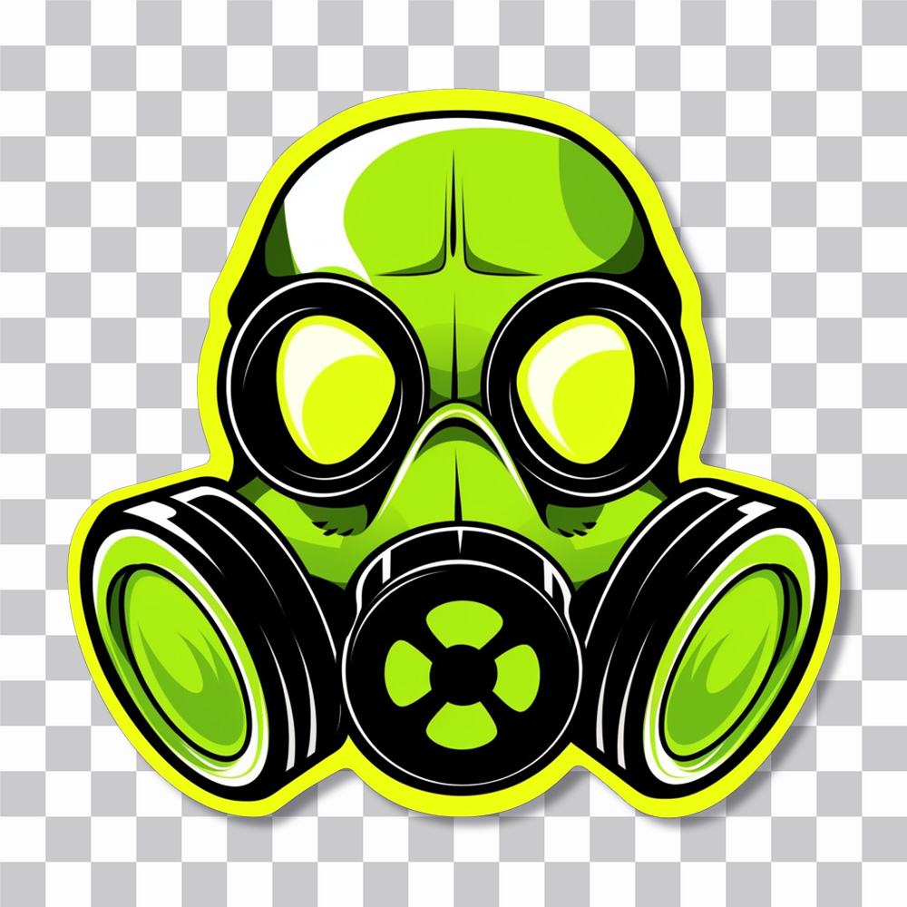 toxic gas mask green stroke sticker cover