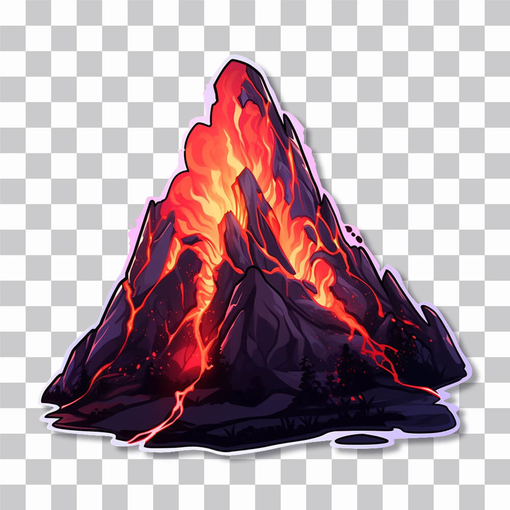 volcano spills lava art sticker cover