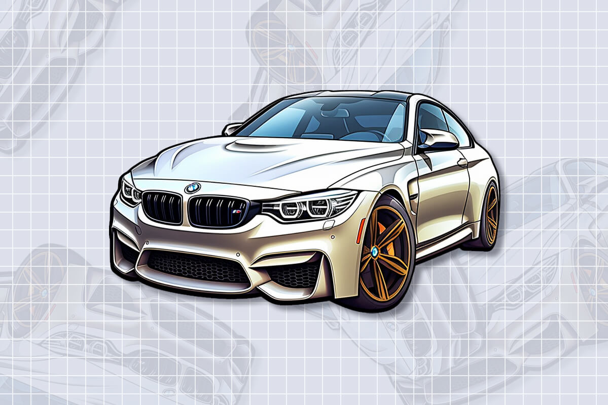 🚗 White BMW M4  Racing Elegance PNG Sticker Download 💨