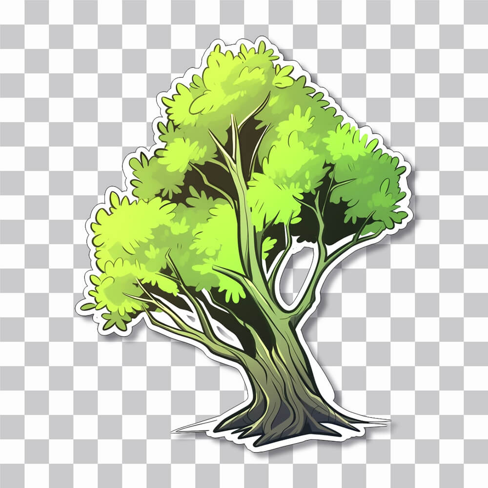 aesthetic green tree cartoon sticker cover