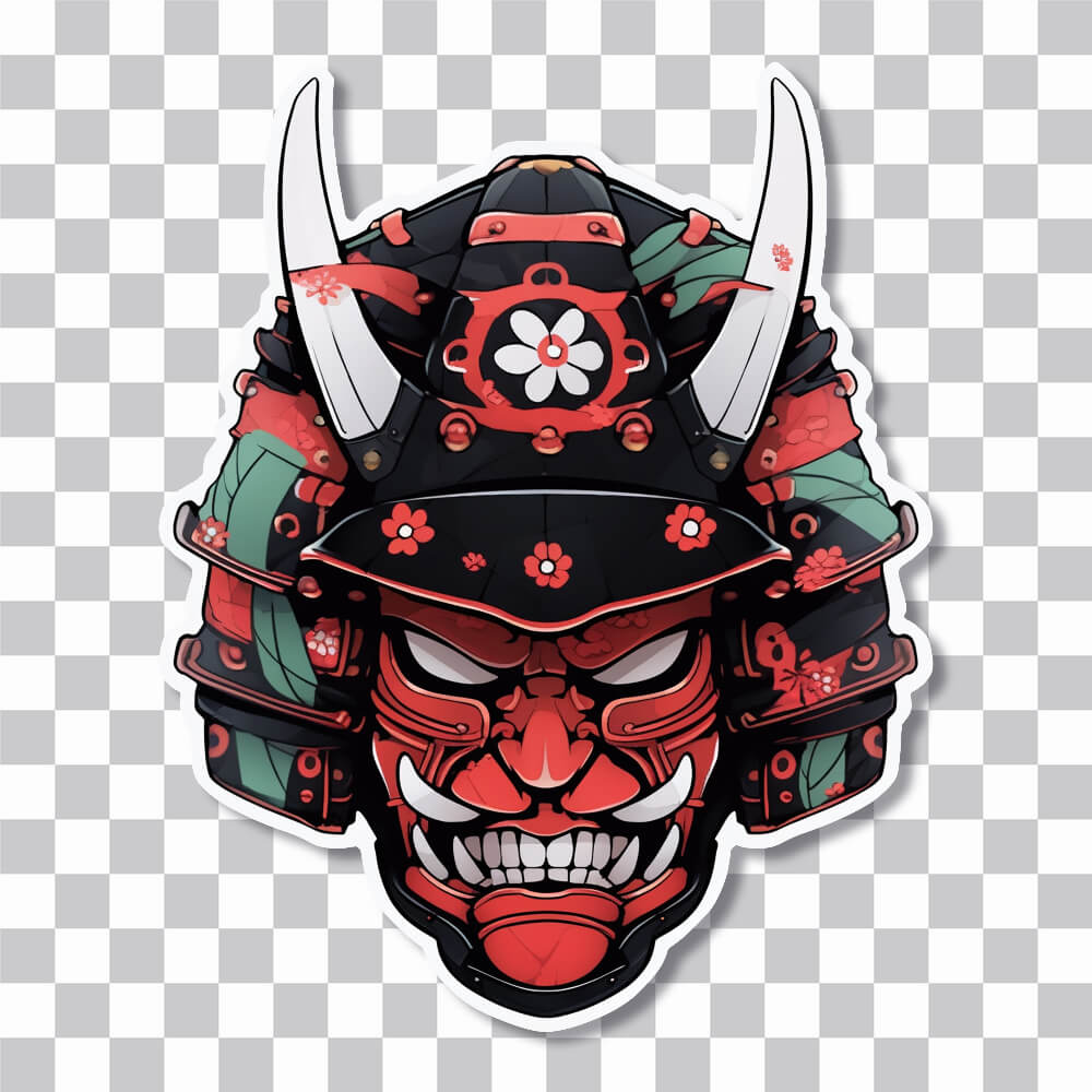 aesthetic japanese samurai mask sticker cover