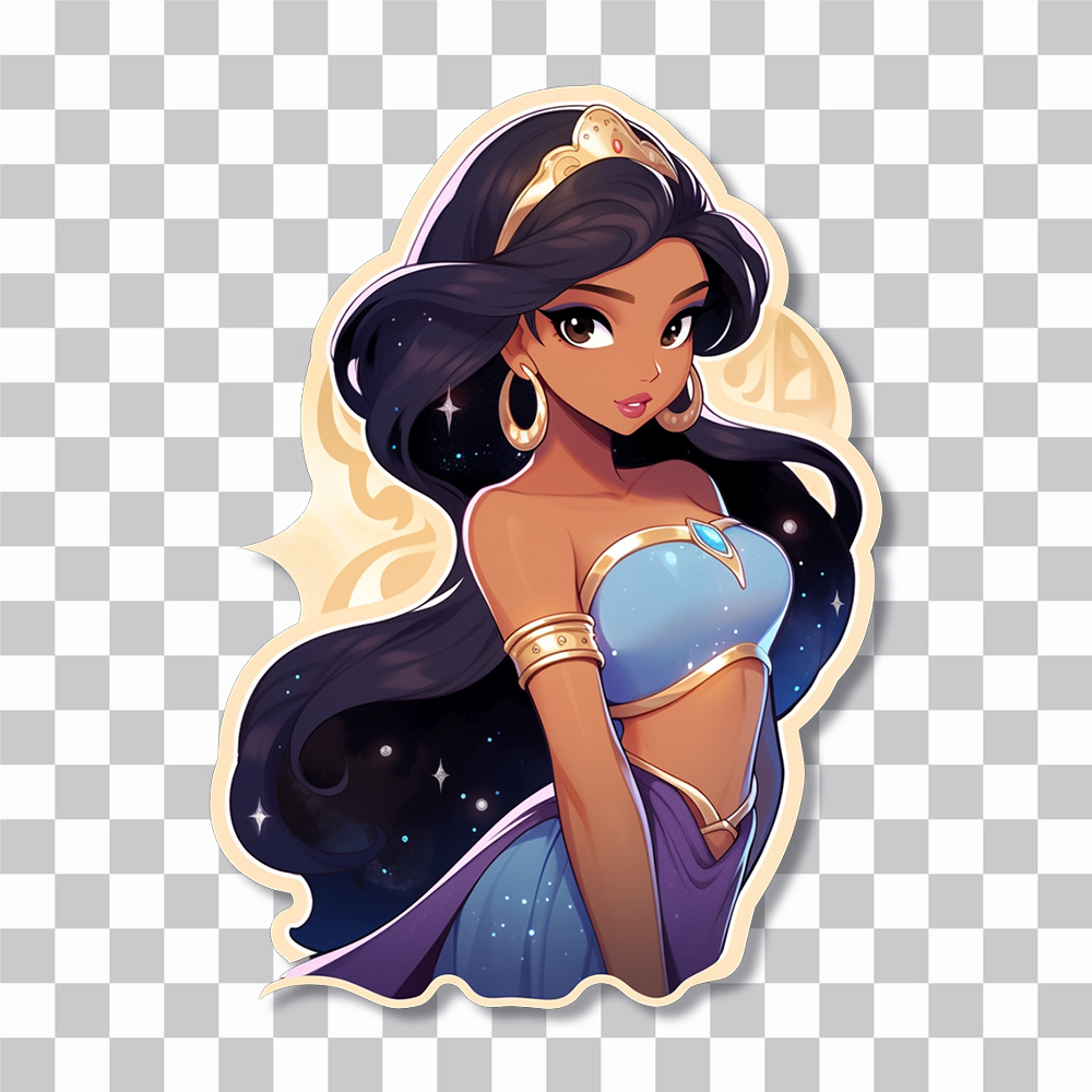 aladdin princess jasmine beige stroke sticker cover