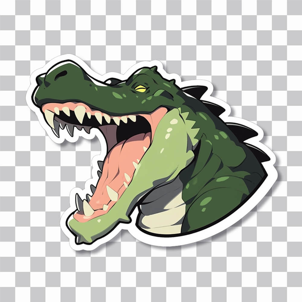 angry crocodile with open mouth sticker cover