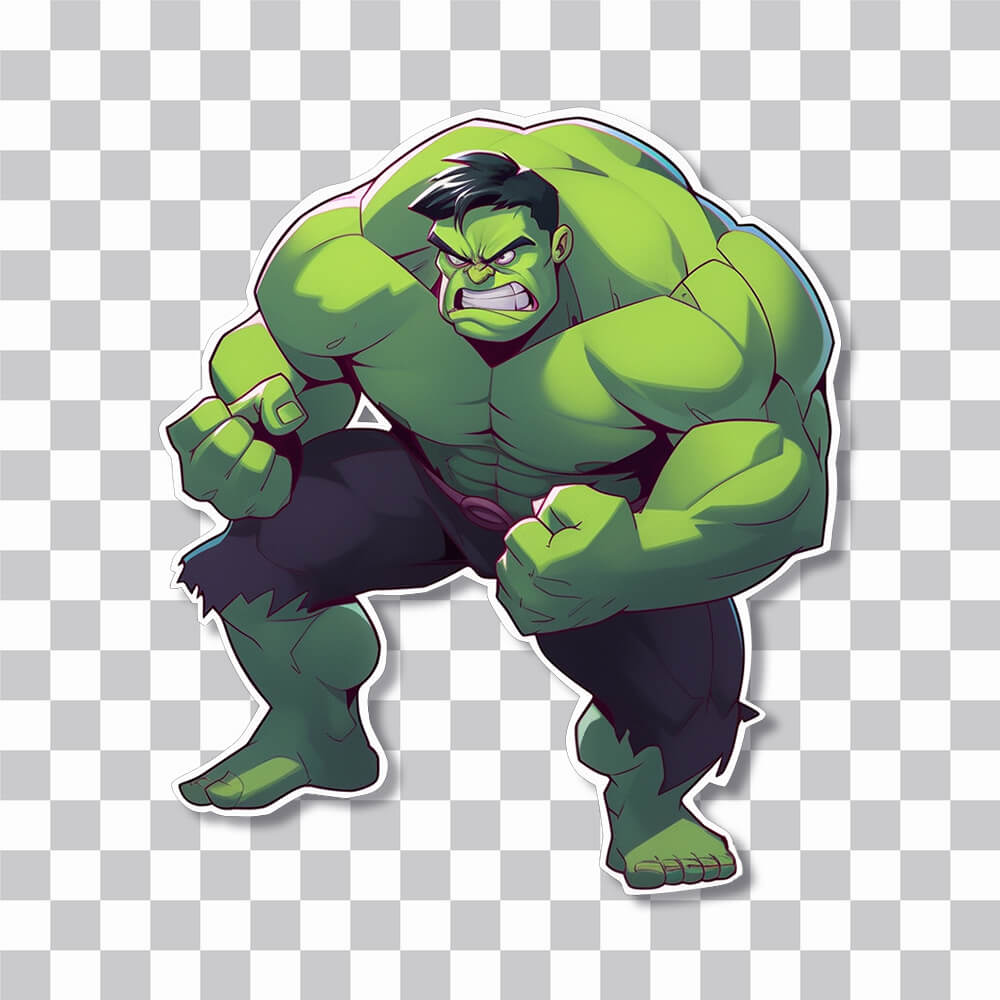 Hulk en colère prêt pour la bataille Couverture d’autocollant Marvel