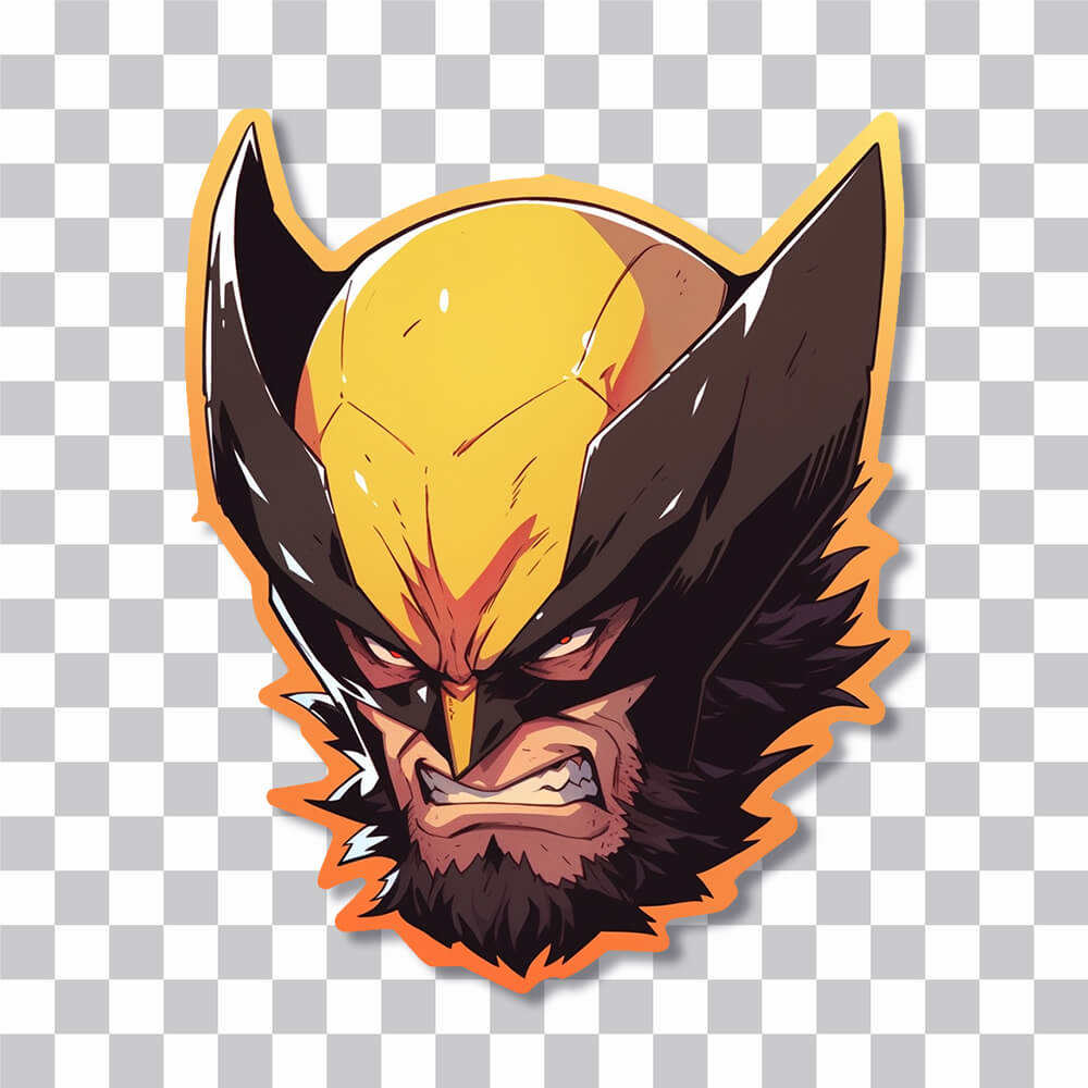angry wolverine head orange stroke sticker cover