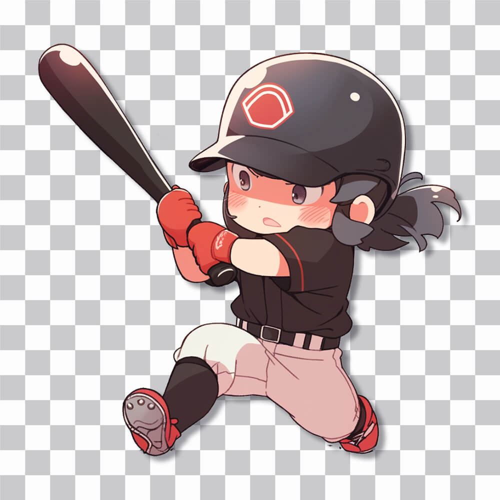 anime girl playing baseball sticker cover