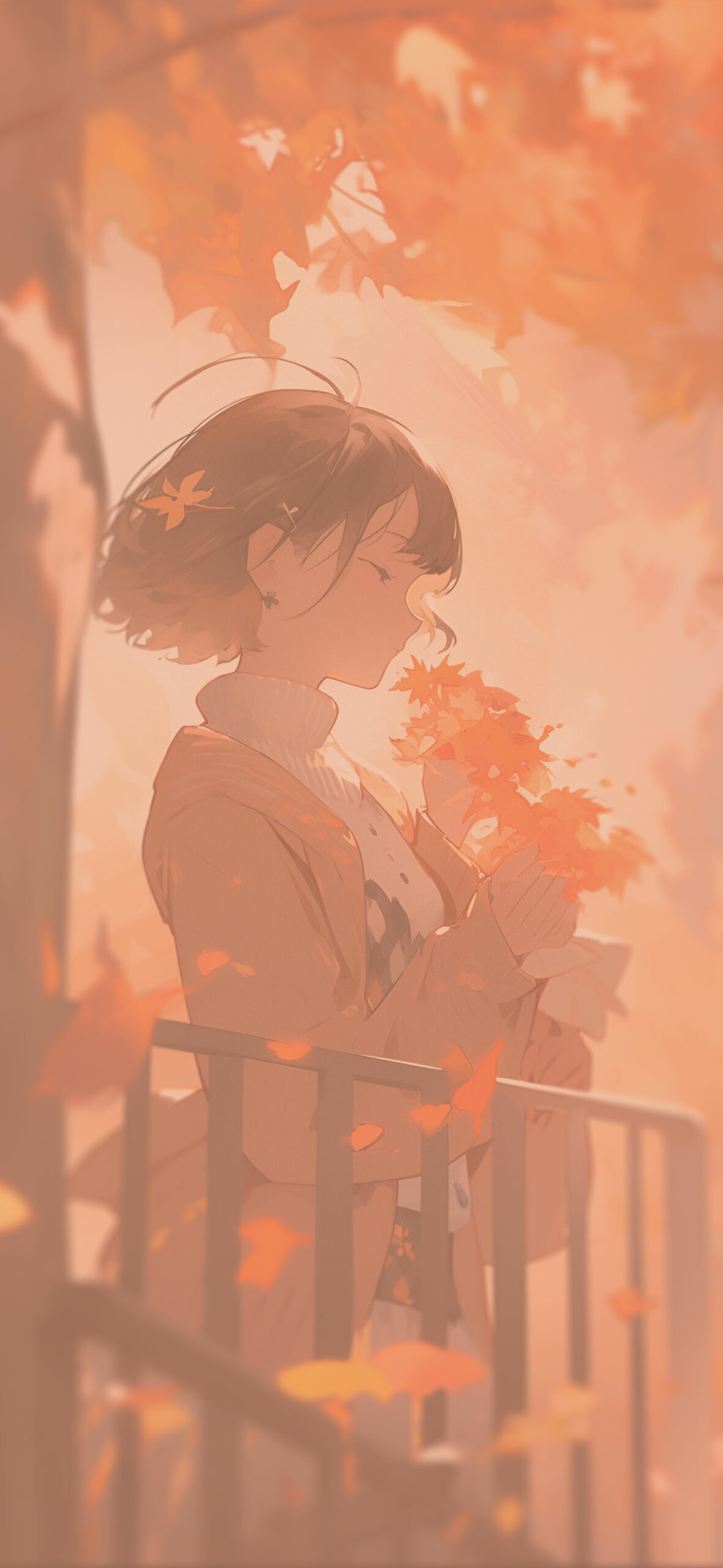 Anime Girl Black & Orange Wallpaper - Anime Aesthetic Wallpaper