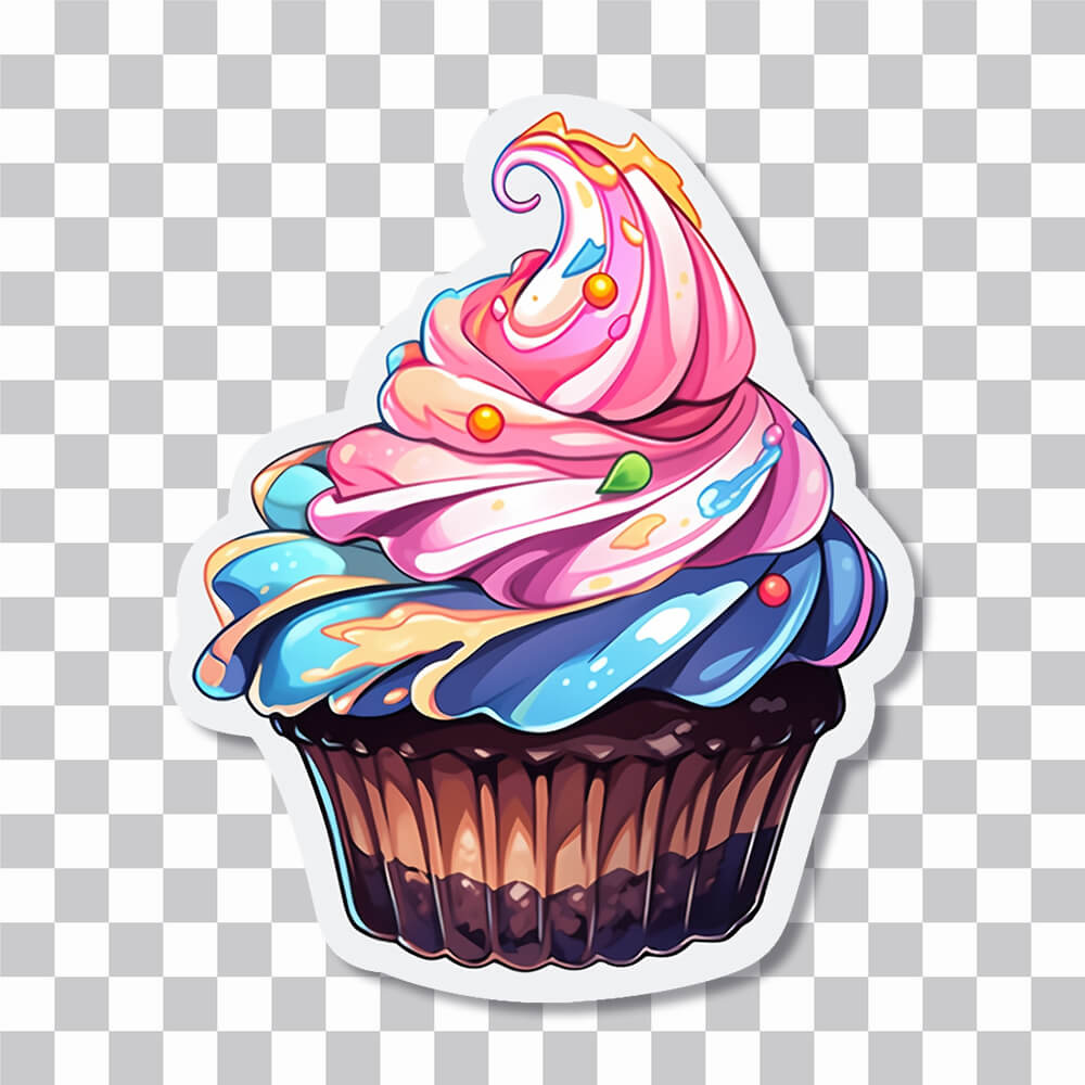 appetizing colorful cupcake sticker cover