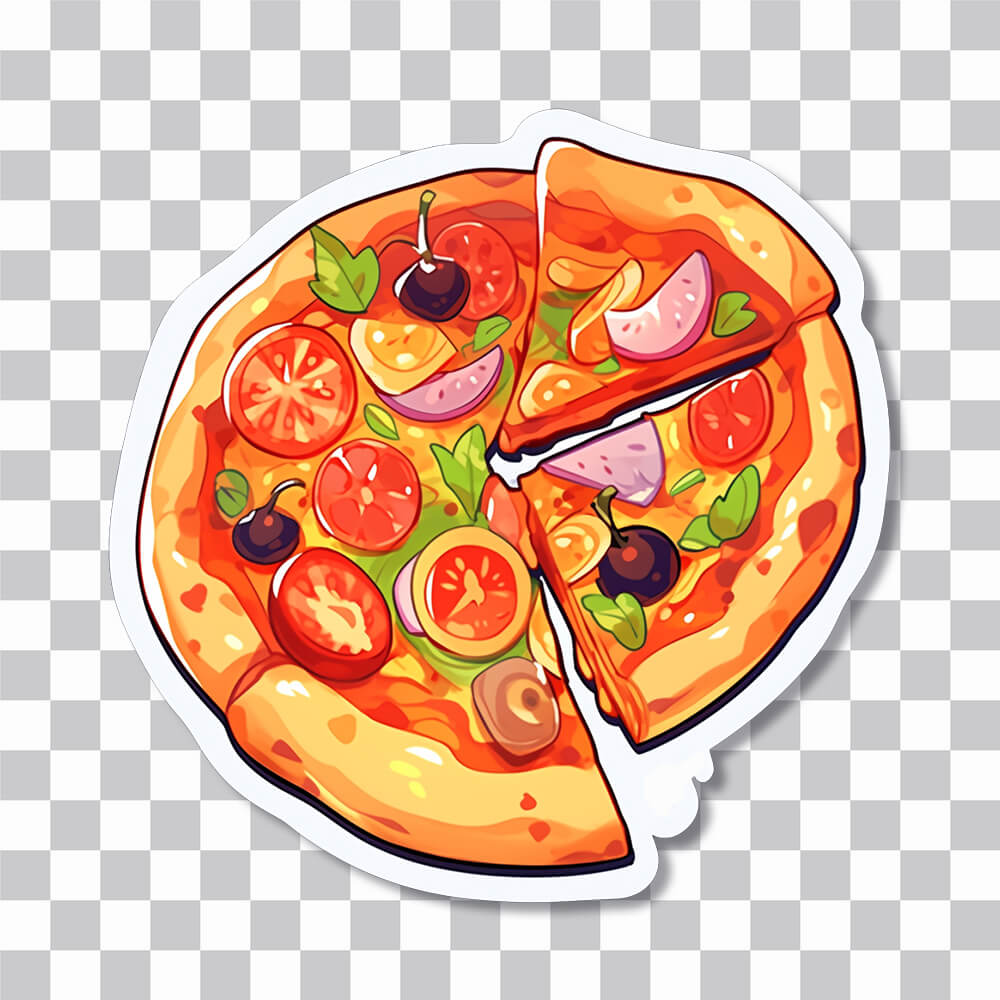 appetizing pizza cartoon sticker cover