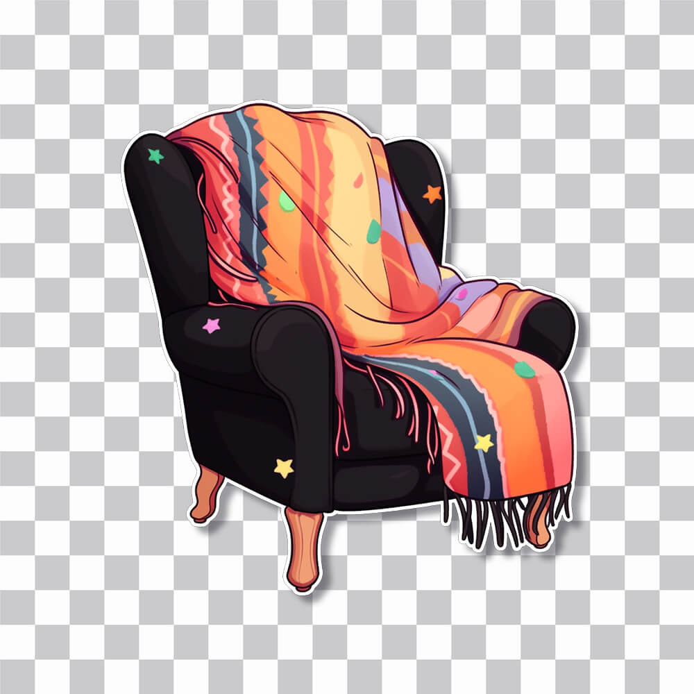 armchair with a blanket sticker cover