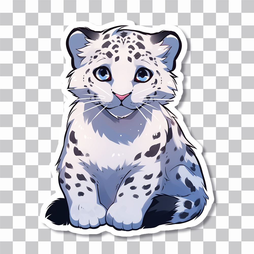 baby snow leopard aesthetic sticker cover