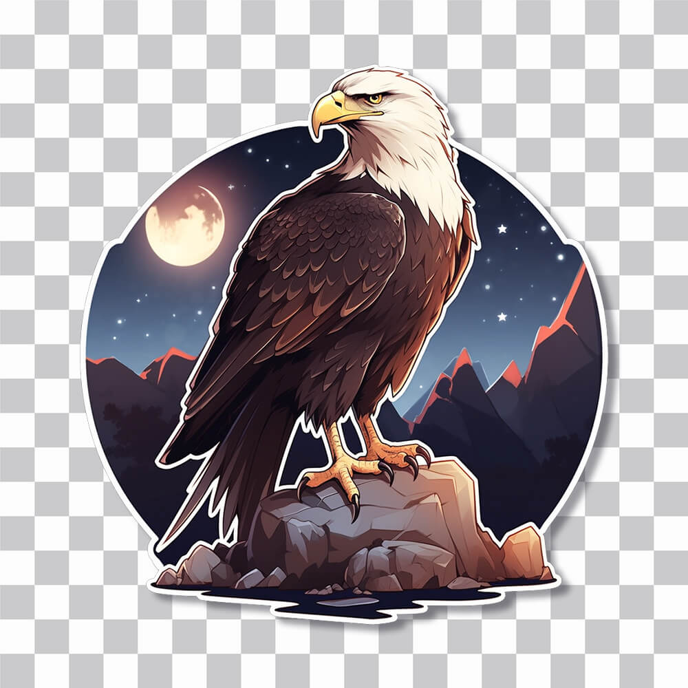 beautiful eagle on a rock sticker cover