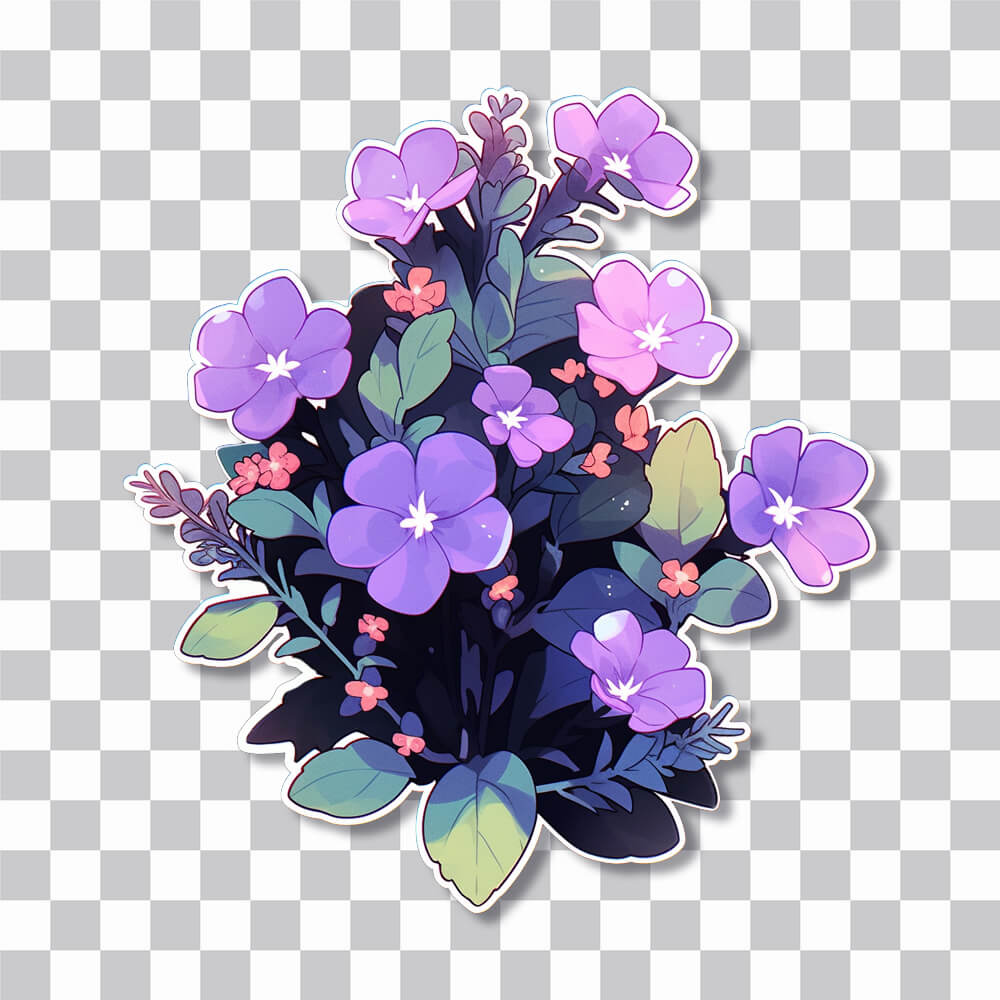 bouquet with purple flowers sticker cover