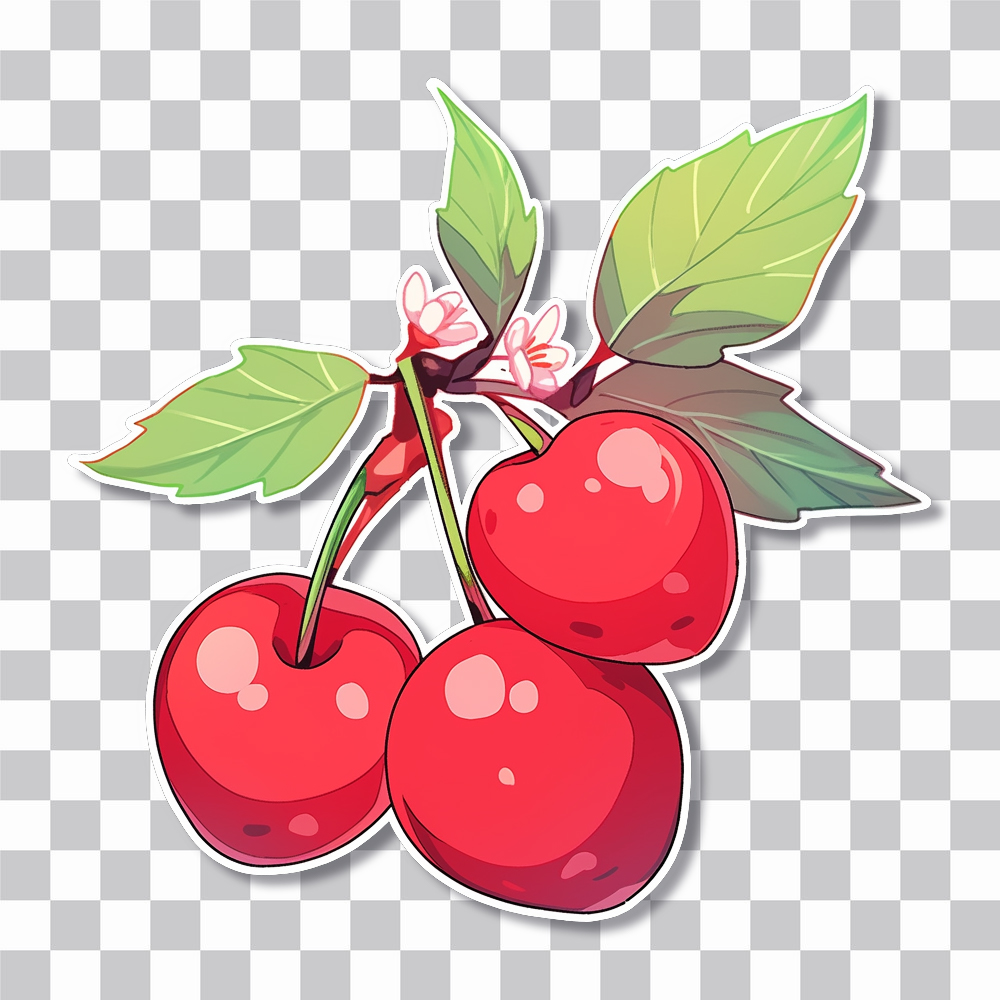 branch with three cherries sticker cover