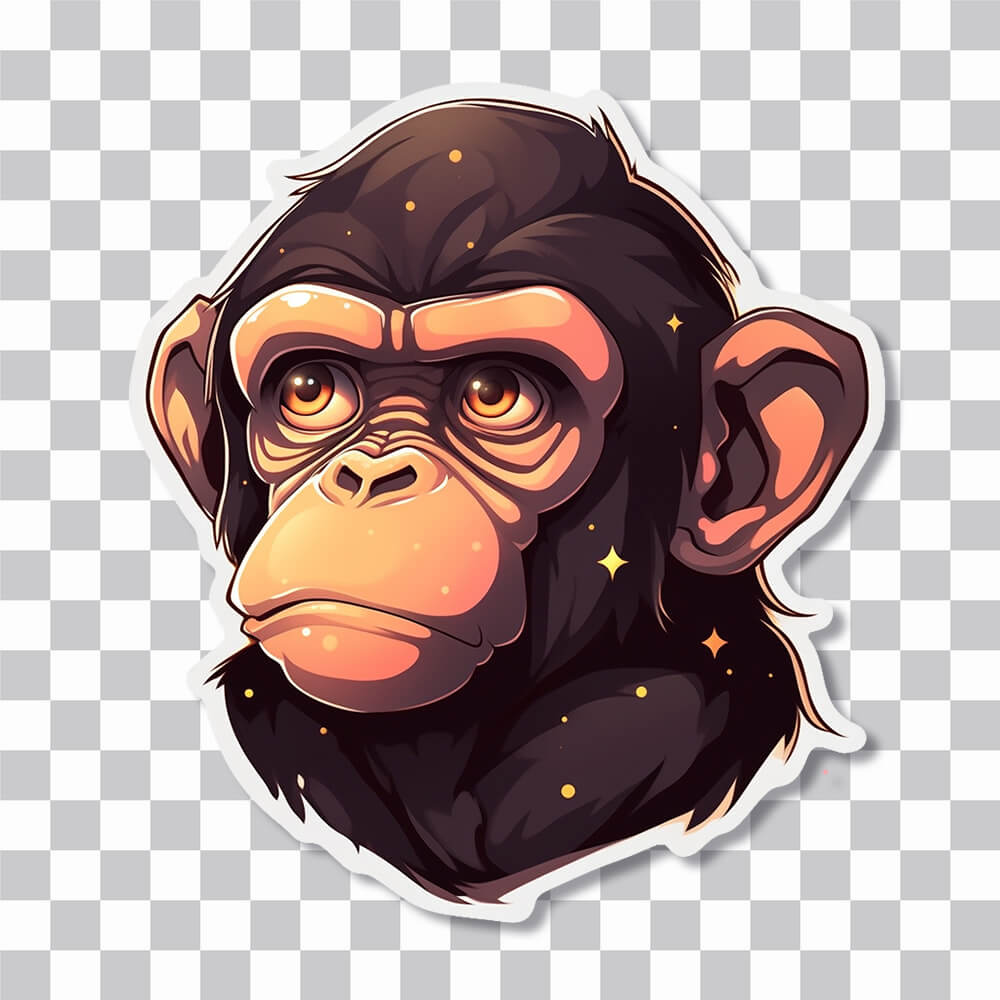 brown chimpanzee head sticker cover
